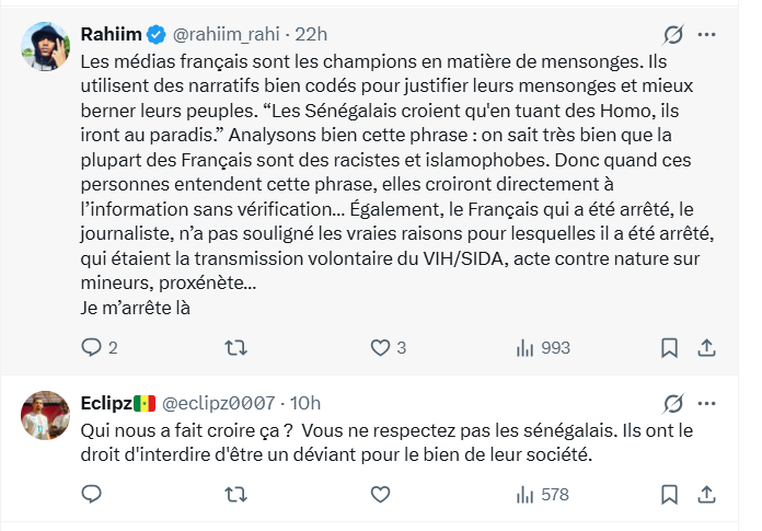 Senegalese social media reaction to LGBTQ+ report