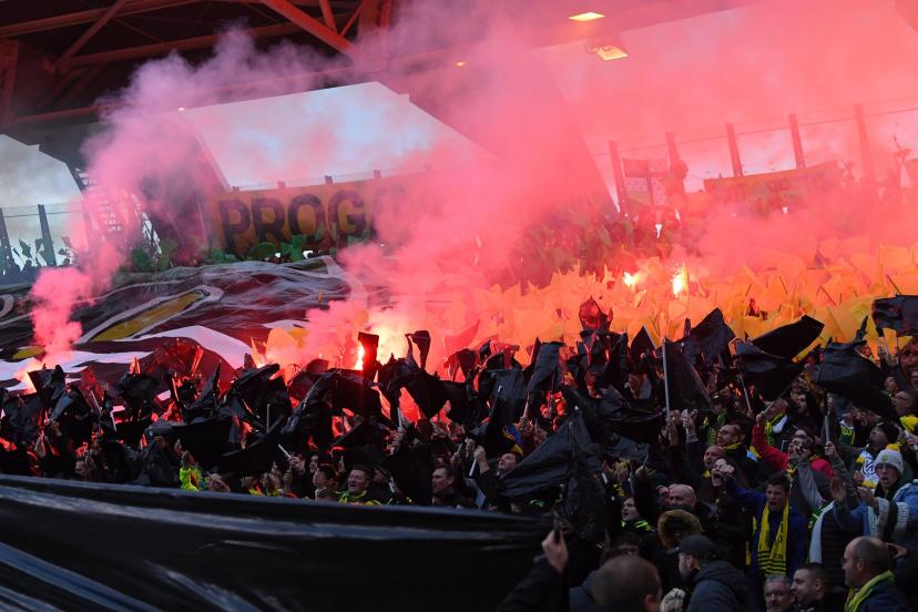Nantes supporters in the Tribune Loire, 2019