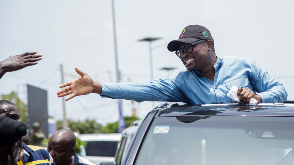 Romuald Wadagni, lors de la campagne présidentielle à Cotonou, au Bénin, le 10 avril 2026.