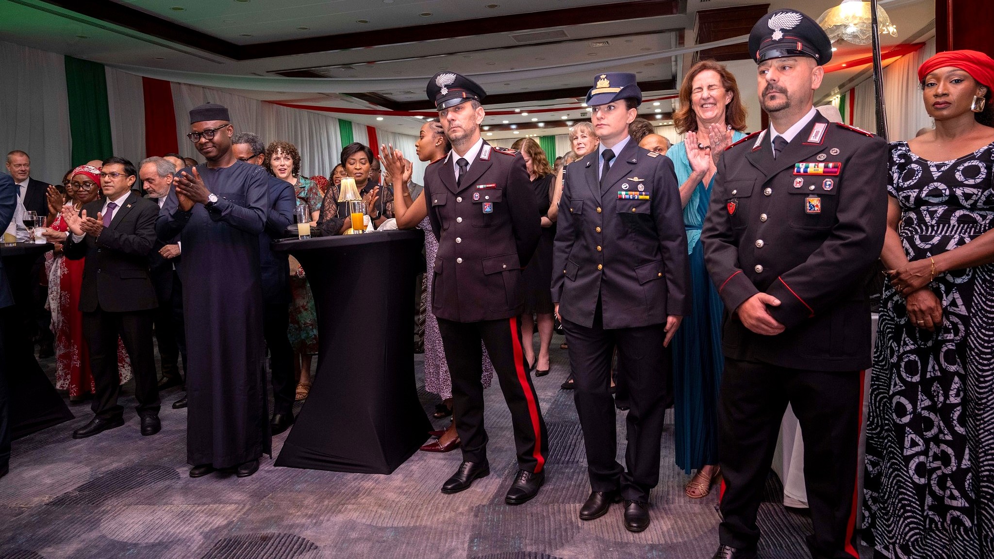 Diplomatic officials and guests gather at the Italian Republic Day celebration in Ouagadougou