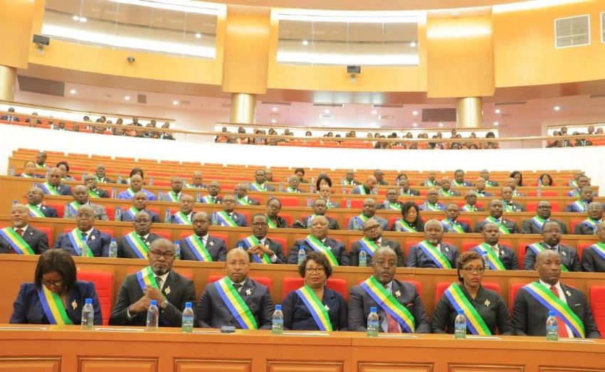 Deputies gathered during a congressional session at Gabon's National Assembly