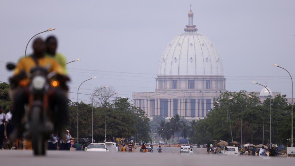 Aerial view of Yamoussoukro showing the Basilica of Our Lady of Peace