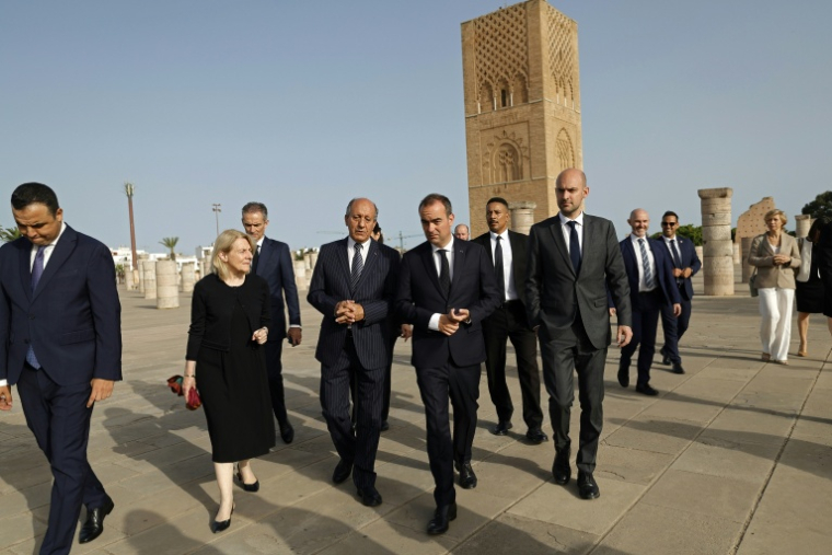 Sébastien Lecornu arriving with his delegation at the Royal Mausoleum in Rabat on July 16, 2026
