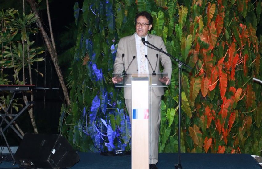French Ambassador Fabrice Mauriès speaking in Libreville
