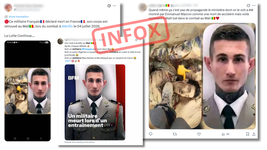 No French soldier was killed in Anéfis — these posts were entirely fabricated.