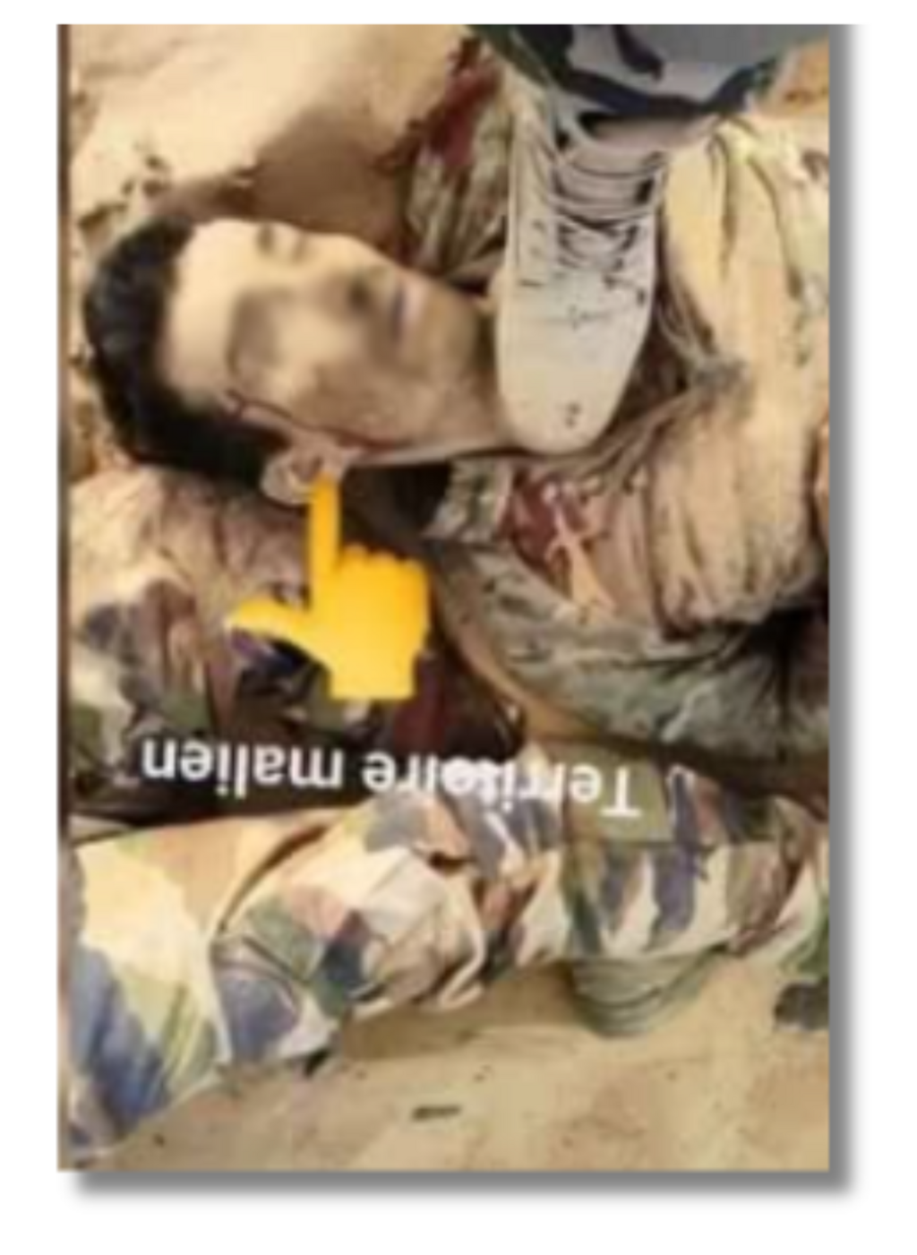 Investigations revealed the image was extracted from archival footage of Russian mercenaries killed in Tinzaouatène in 2024.