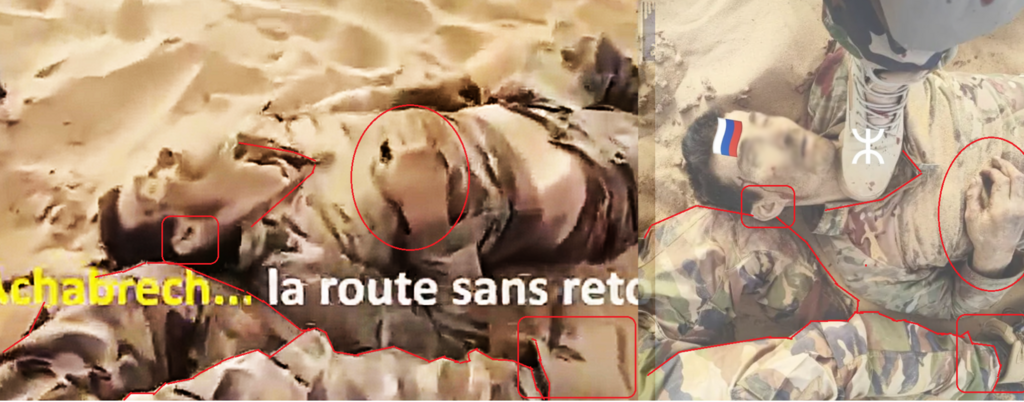 Comparative analysis of body positioning and facial features confirms the misleading image’s origin.