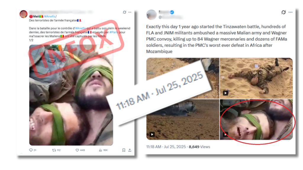 The same accounts later spread false claims about alleged French prisoners, using more archived images.