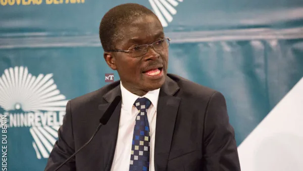 Lazare Maurice Sehouéto speaking at the event