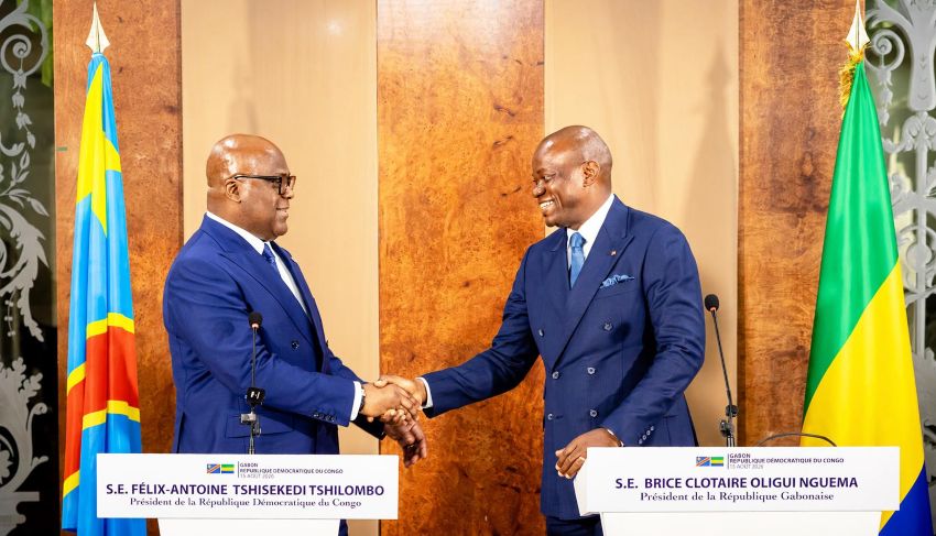Gabonese President Brice Clotaire Oligui Nguema and DR Congo President Félix Tshisekedi in Libreville